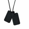 Baby KongNai | Sensory Chew Necklace For Kids Or Adults, Silicone Dog Tag Pendant Chewy For Autism Adhd Spd Pica And Oral Motor Chewing Needs, Fidget Chewable Necklaces (Black)