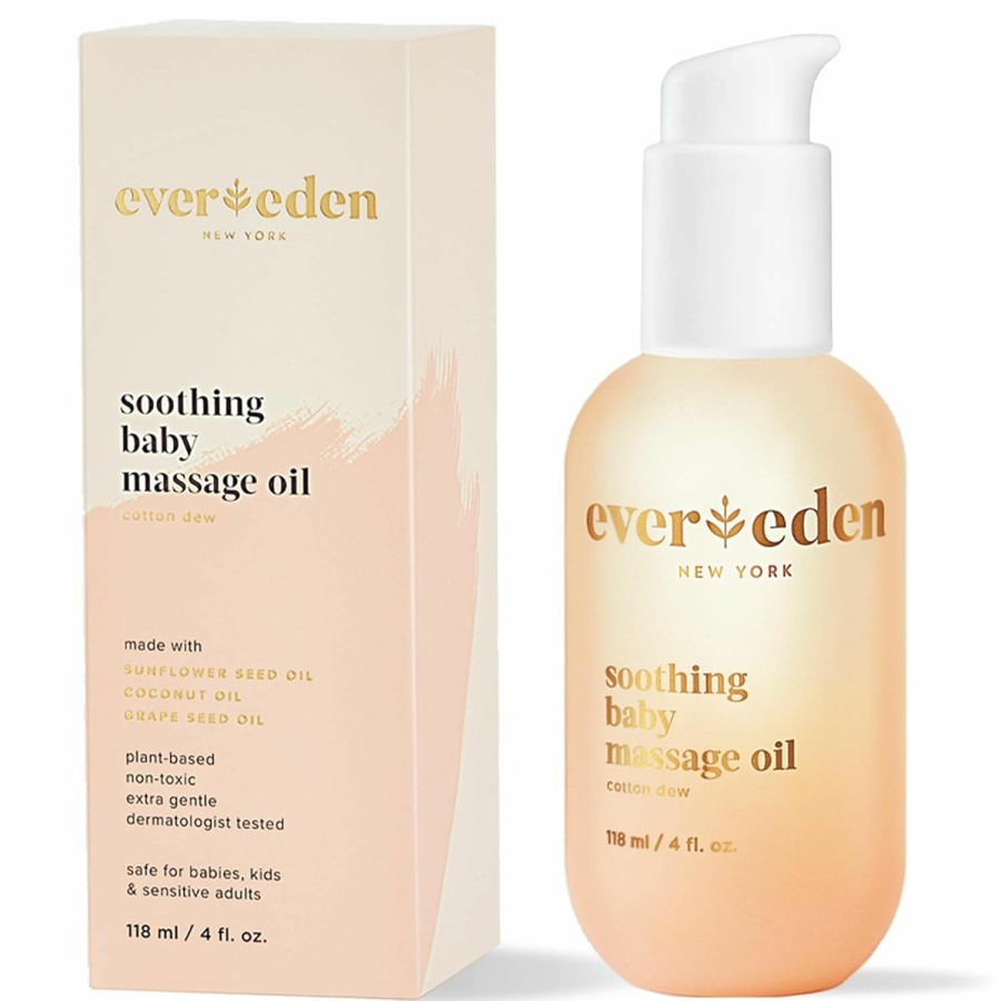 Baby Evereden | Evereden Soothing Baby Massage Oil 4 Fl Oz. | All Natural And Clean Baby Care | Non-Toxic And Fragrance Free | Plant-Based And Organic Ingredients