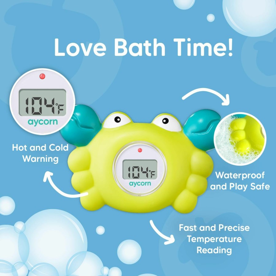 Baby Aycorn | Aycorn Digital Baby Bath Thermometer - Fahrenheit Bath Thermometer Baby Safety - Water & Room Thermometer With Led Display And Temperature Warning - Infant Baby Bath Toys Floating Toy Thermometer