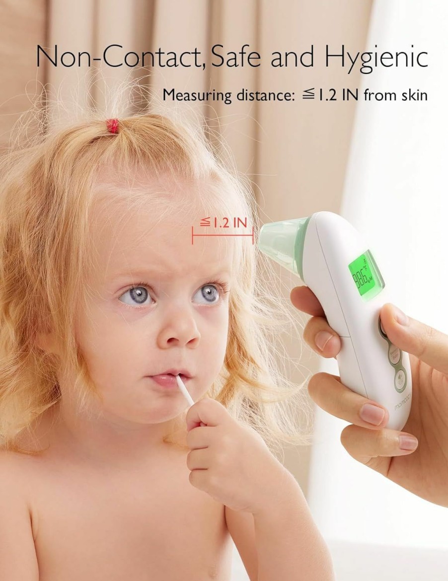 Baby Momcozy | Momcozy Non-Contact Forehead And Ear Thermometer, Digital Infrared Thermometer For Adults And Children, With Child Mode, Fever Alarm Function, Mute And Memory Functions, Fast And Accurate Measurement