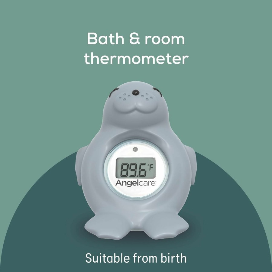 Baby Angelcare | Angelcare Baby Bath & Room Thermometer - Happy Seal, Grey, Bt-01-Seal-Us