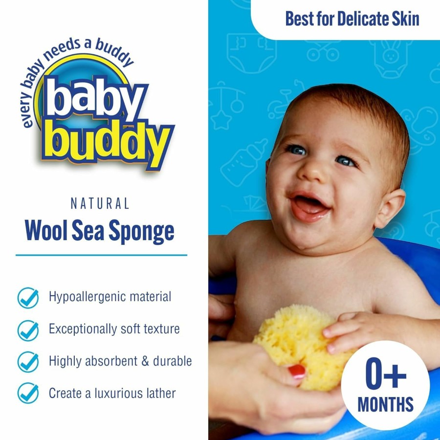 Baby Baby Buddy | Baby Buddy Natural Wool Sea Sponge, Newborn Bath Time Essential, Ultra Soft For Delicate Skin, Hypoallergenic And Biodegradable, 1 Pack