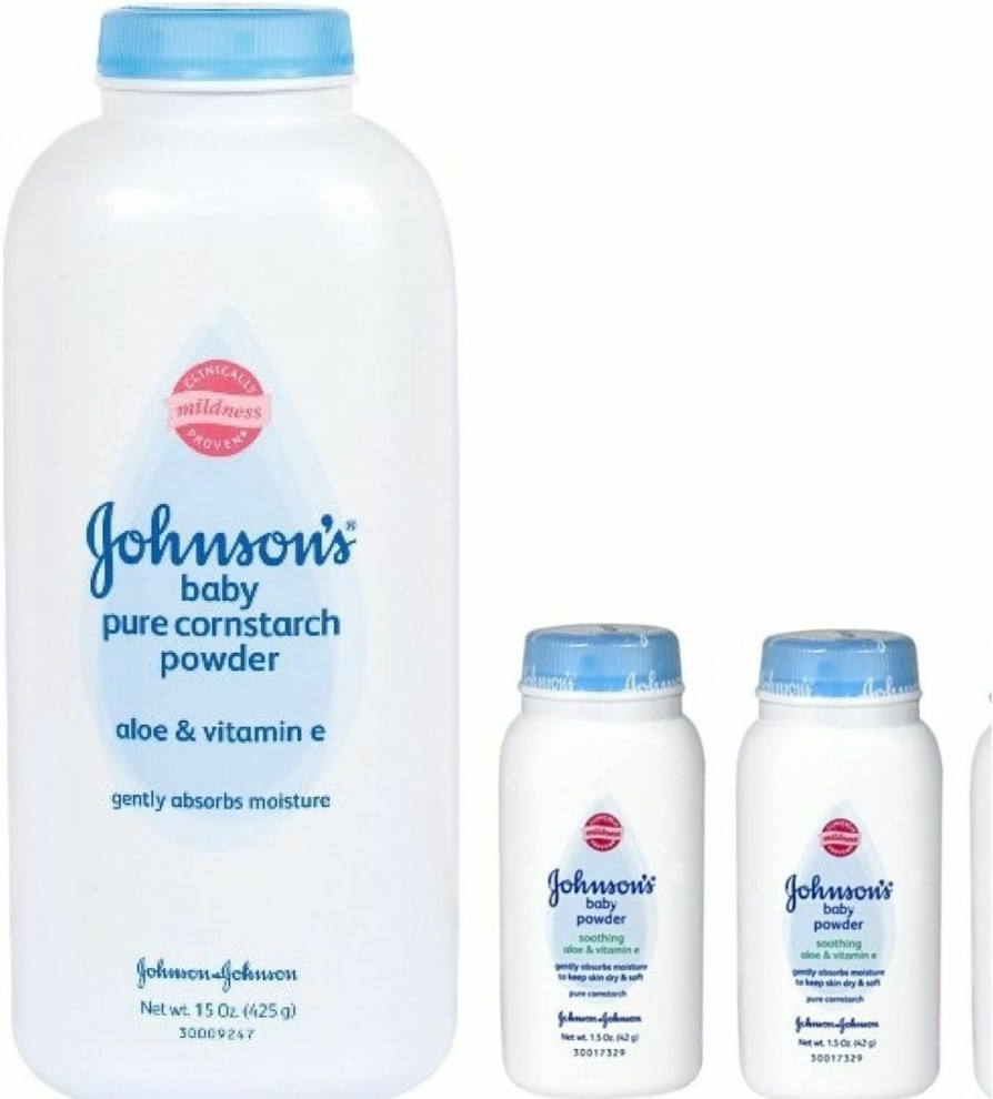 Baby Johnson & Johnson | Johnson'S Pure Cornstarch Baby Powder 15 Oz + Johnson'S Pure Corstarch Travel Size 1.5 Oz, 2 Pk