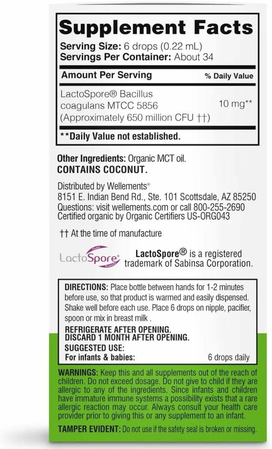 Baby Wellements | Wellements Organic Baby Probiotic Drops | Baby Digestive & Immune Support For Infants & Toddlers*, Usda Certified Organic, Free From Dyes, Parabens & Preservatives | 0.25 Fl Oz