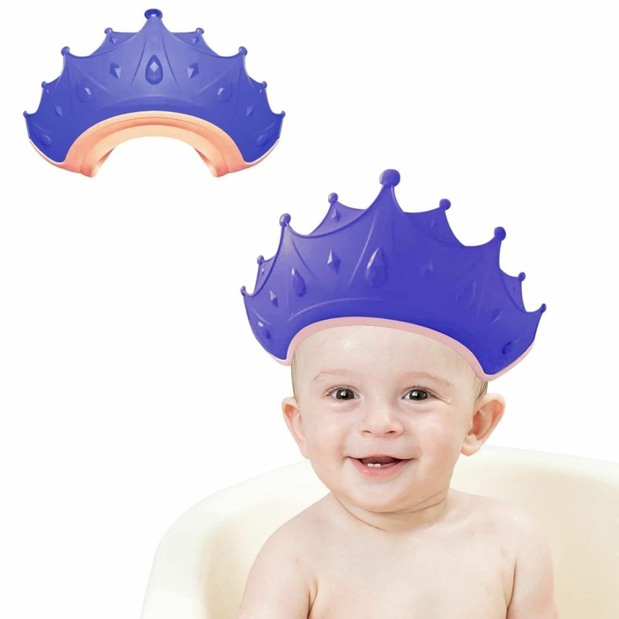 Baby AZXIVIZ | Azxiviz Baby Shower Cap Silicone For Children, Soft Adjustable Bathing Crown Hat Safe For Washing Hair, Protect Eyes And Ears From Shampoo For Baby, Toddlers And Kids From 6 Months To 12-Year Old