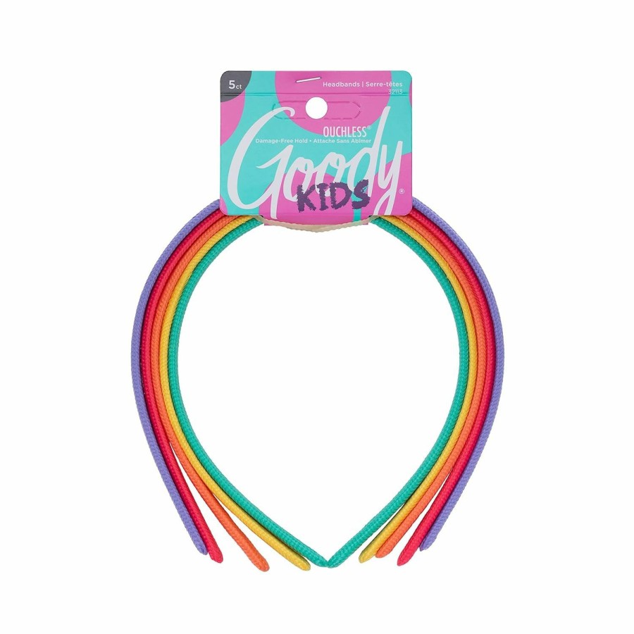 Baby GOODY | Goody Kids Ouchless Classic Headband , Assorted Colors - For All Hair Types - Beautiful Design For Instant Style - Pain-Free Hair Accessories For Boys, And Girls, 5 Count (Pack Of 1)