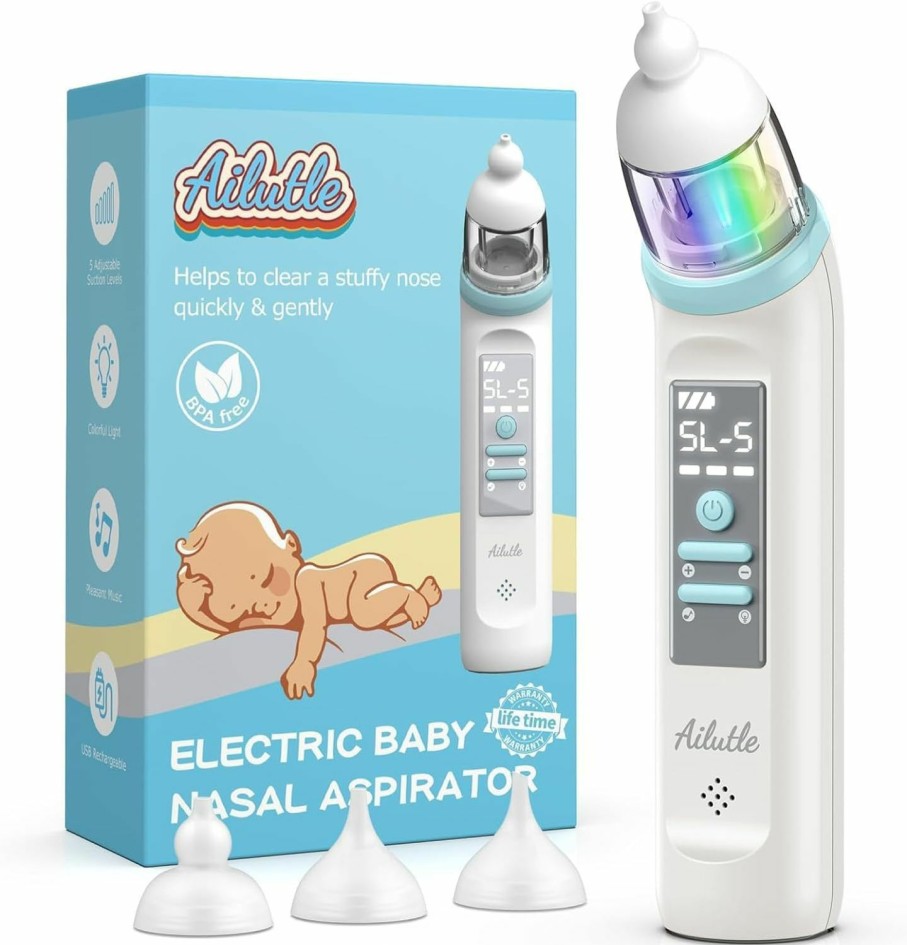 Baby Ailutle | Ailutle X50 Nasal Aspirator For Baby| Nose Sucker For Baby | Electric Nasal Aspirator For Toddler | Automatic Baby Nose Cleaner Usb Rechargeable With 5 Suctions Modes, Music & Colorful Light Soothing