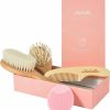 Baby Ullabelle | Ullabelle 4 Piece Wooden Baby Hair Brush And Comb Set For Newborns & Toddlers In Chic Gift Box - Ultra Soft Natural Goat Hair And Wood Baby Brush Set Prevents Cradle Cap - Perfect Registry Gift (Pink)