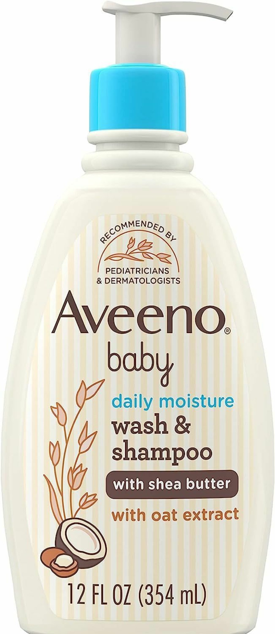 Baby Aveeno Baby | Aveeno Baby Daily Moisturizing 2-In-1 Body Wash & Shampoo With Shea Butter & Oat Extract Gently Cleanses Sensitive Skin & Scalp, Gentle Coconut Scent, 12 Fl. Oz