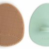 Baby mushie | Mushie Baby Bath Cradle Cap Brush | Soft Silicone Bristles For Dry Skin, Eczema, & Cradle Cap Treatment | 2-Pack (Natural/Cambridge Blue)