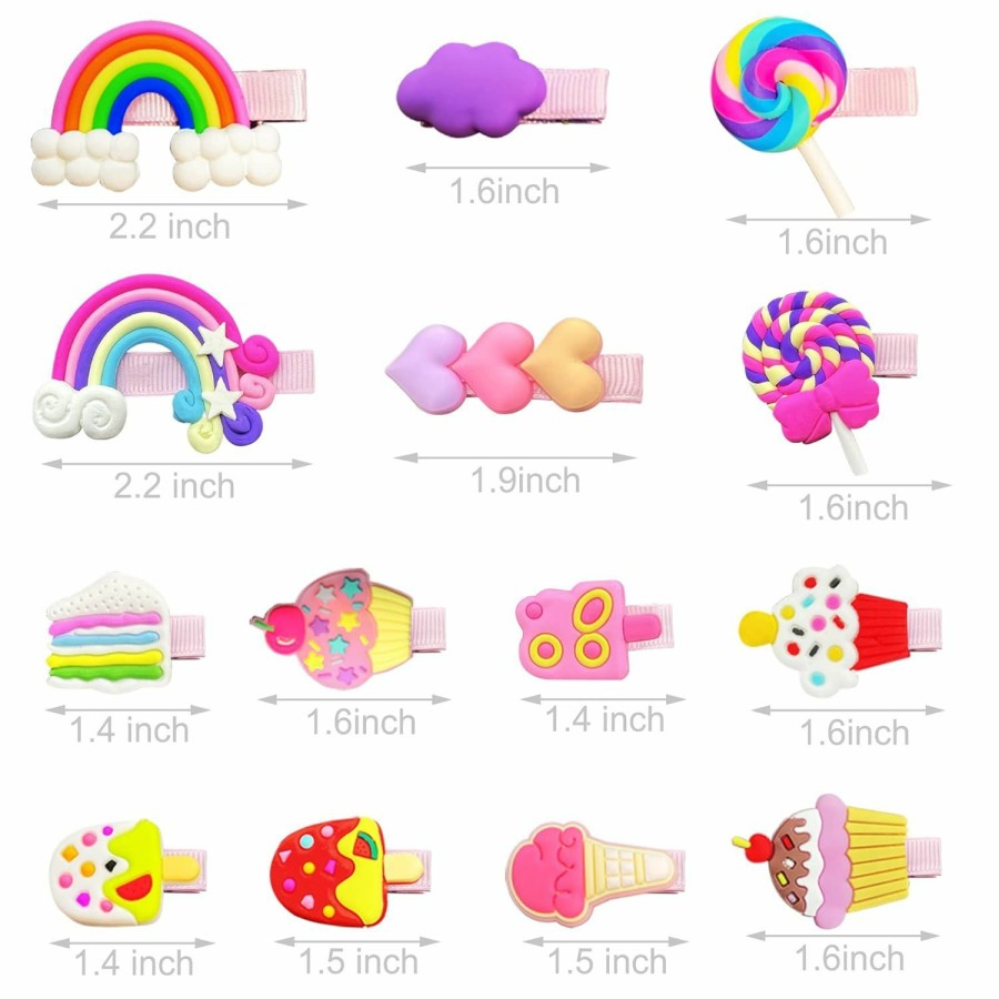 Baby AMMY | Ammy Hair Clip For Toddler Girls, 22 Pcs Candy Hair Clips Kids Cute Vanellope Hair Accessories Rainbow Cupcake Barrettes Hair Pins For Kids Girl (Box Package)