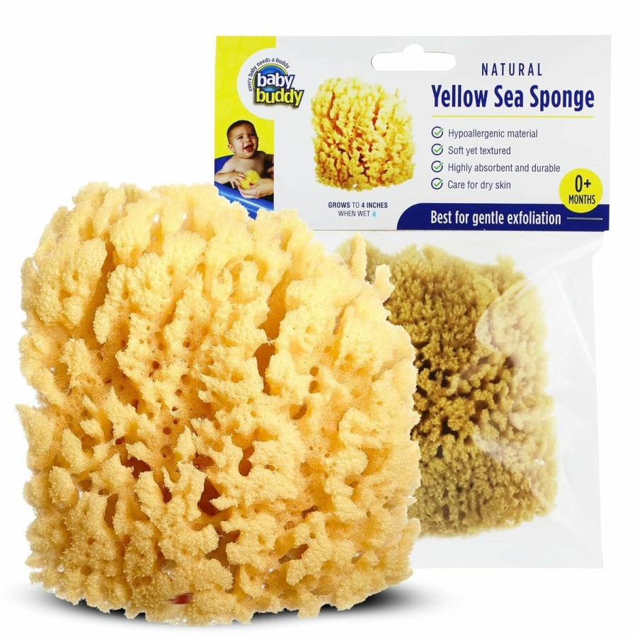 Baby Baby Buddy | Baby Buddy Natural Yellow Sea Sponge, Newborn Bath Time Essential, Soft And Gentle For Tender Skin, Hypoallergenic And Biodegradable, 1 Pack