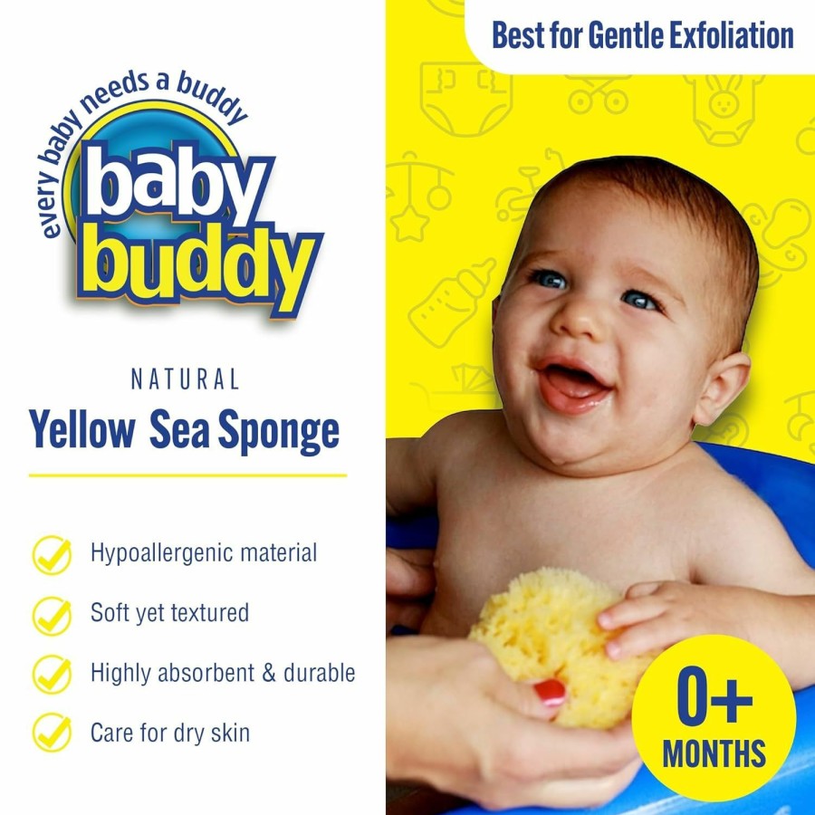 Baby Baby Buddy | Baby Buddy Natural Yellow Sea Sponge, Newborn Bath Time Essential, Soft And Gentle For Tender Skin, Hypoallergenic And Biodegradable, 1 Pack