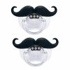 Baby Cluckyu | Baby Funny Pacifier Cute Kissable Mustache Pacifier For Babies And Toddlers Unisex - 0-6 Months Baby Orthodontic Mustache Pacifier Bpa Free -Pack Of 2 Black