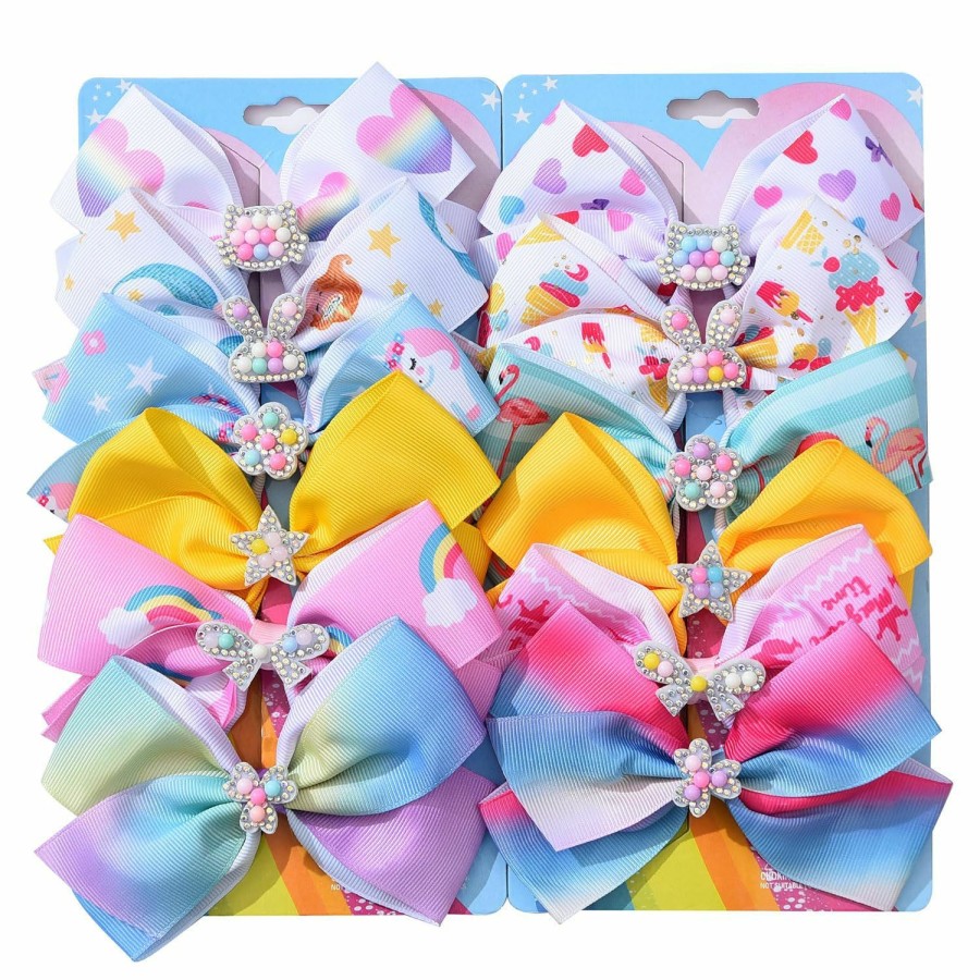 Baby Dwenarry | Dwenarry 18 Pcs 5 Inch Hair Bows For Girls, Colorful Little Girls Hair Bows Rainbow Heart Grosgrain Hair Bow With Alligator Clips Hair Accessories For Children Kids