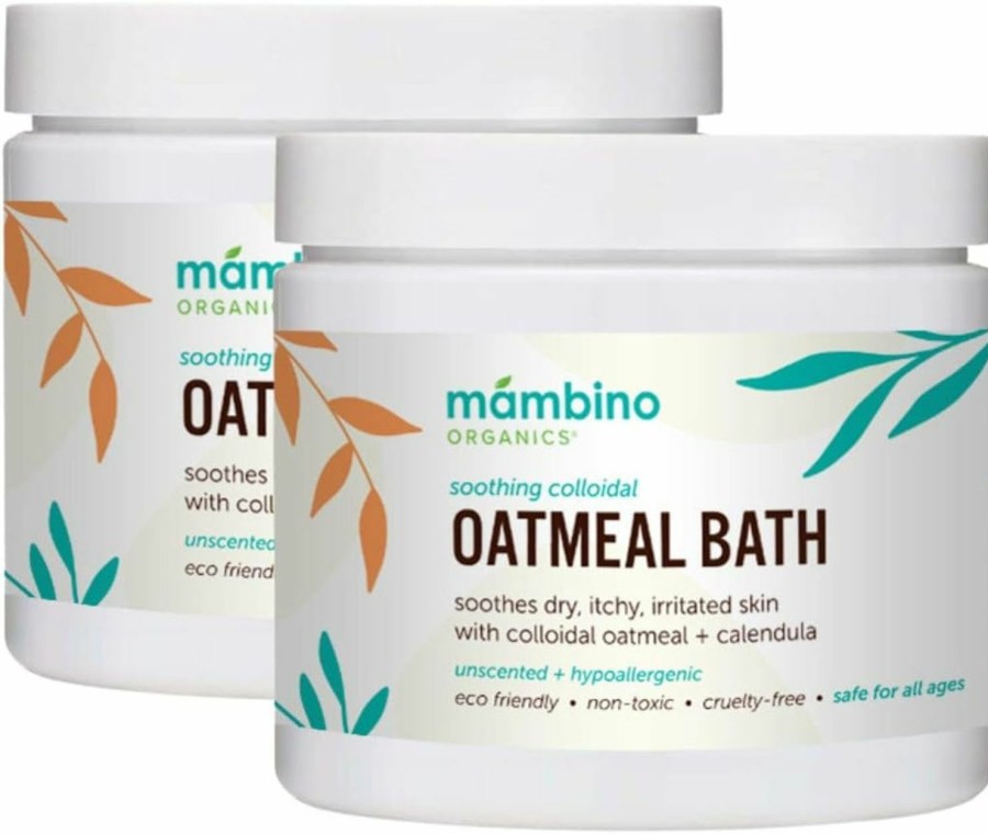 Baby Mambino Organics | Organic Colloidal Oatmeal Bath Soak 2-Pack Oatmeal Powder For Dry, Irritated, Itchy Skin Relief Cruelty-Free, Vegan Handmade Bath Products For Adults Bath, Kids Bath, Baby Bath By Mambino Organics