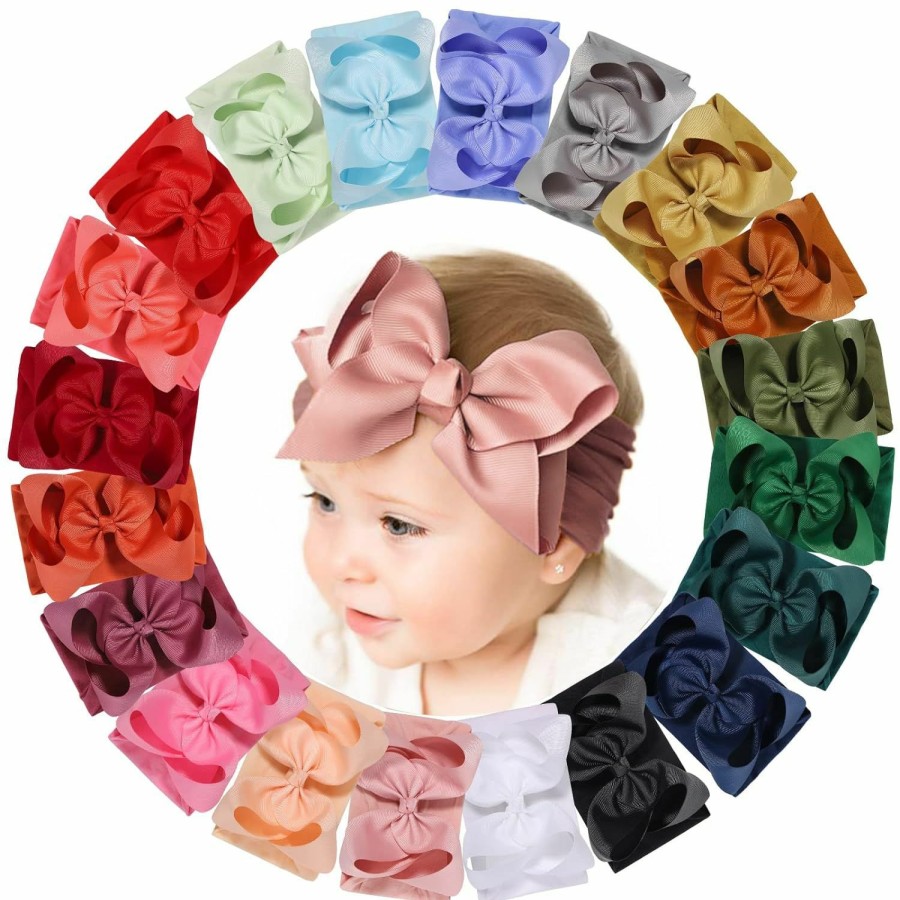 Baby doboi | Doboi 20Pcs Baby Girls Bows Headbands Nylon Hairbands Ribbon Bow Elastic Hair Accessories For Newborns Infants Toddlers And Kids