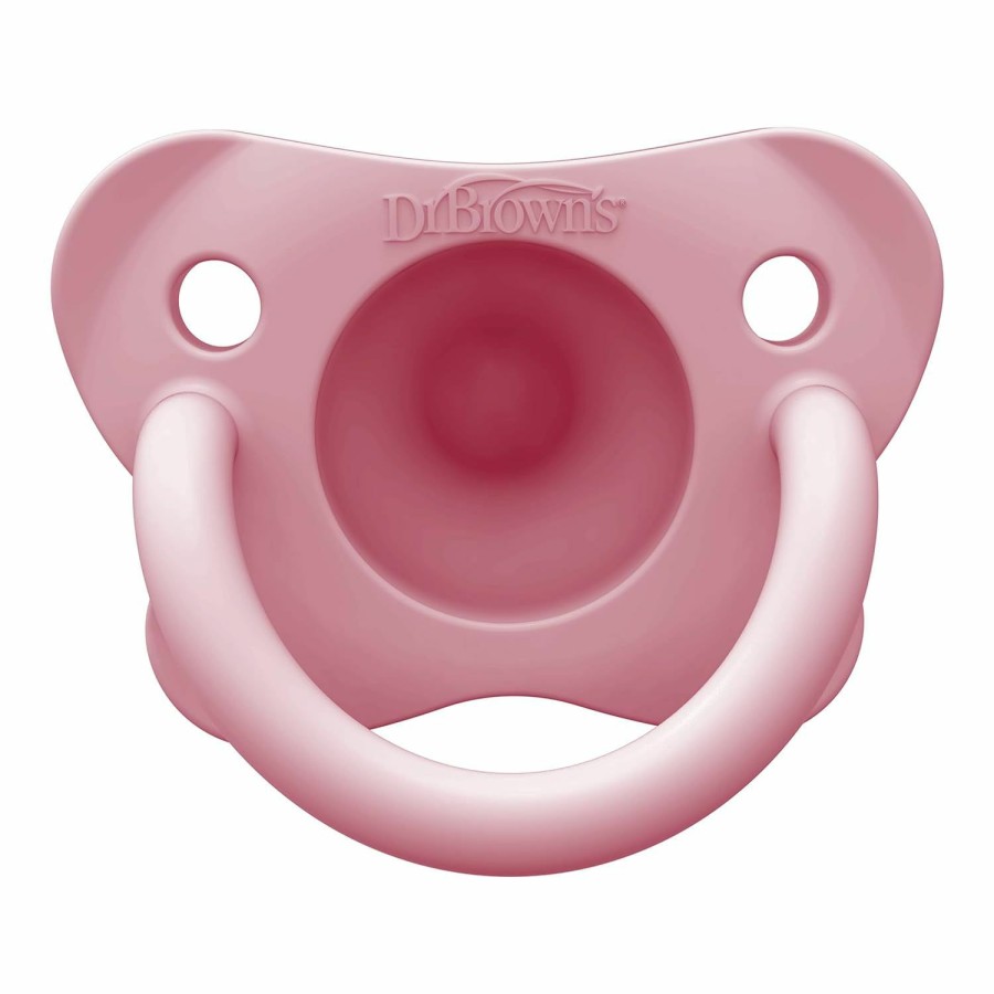 Baby Dr. Brown's | Dr. Brown'S Happypaci 100% Silicone Baby Pacifier, Contoured One-Piece Design, 0-6M, Bpa-Free, Pink, 4 Pack