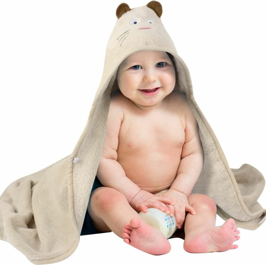 Baby SUNLAND | Sunland Hooded Baby Towel Baby Hooded Bath Towels Ultra Soft Warm Bathrobe Blanket For Girls & Boys Brown Bear 35 Inch X 35 Inch