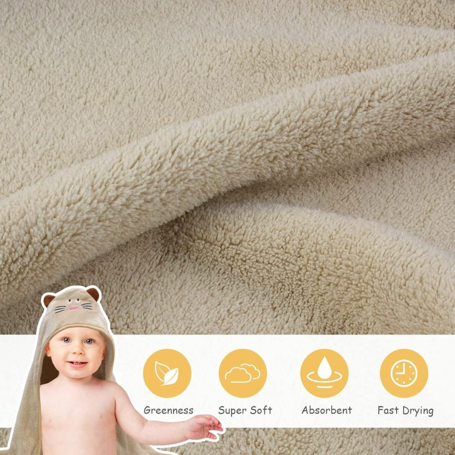 Baby SUNLAND | Sunland Hooded Baby Towel Baby Hooded Bath Towels Ultra Soft Warm Bathrobe Blanket For Girls & Boys Brown Bear 35 Inch X 35 Inch