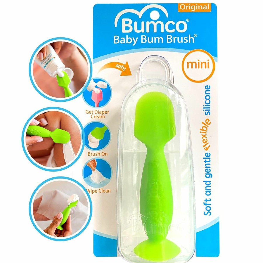 Baby Baby Bum Brush | Bumco Diaper Cream Spatula (Mini) - Bpa-Free Butt Paste Diaper Cream Applicator, Soft & Flexible Diaper Rash Cream Applicator, Butt Spatula Baby, Mom-Invented Diaper Bag Essentials (Green)