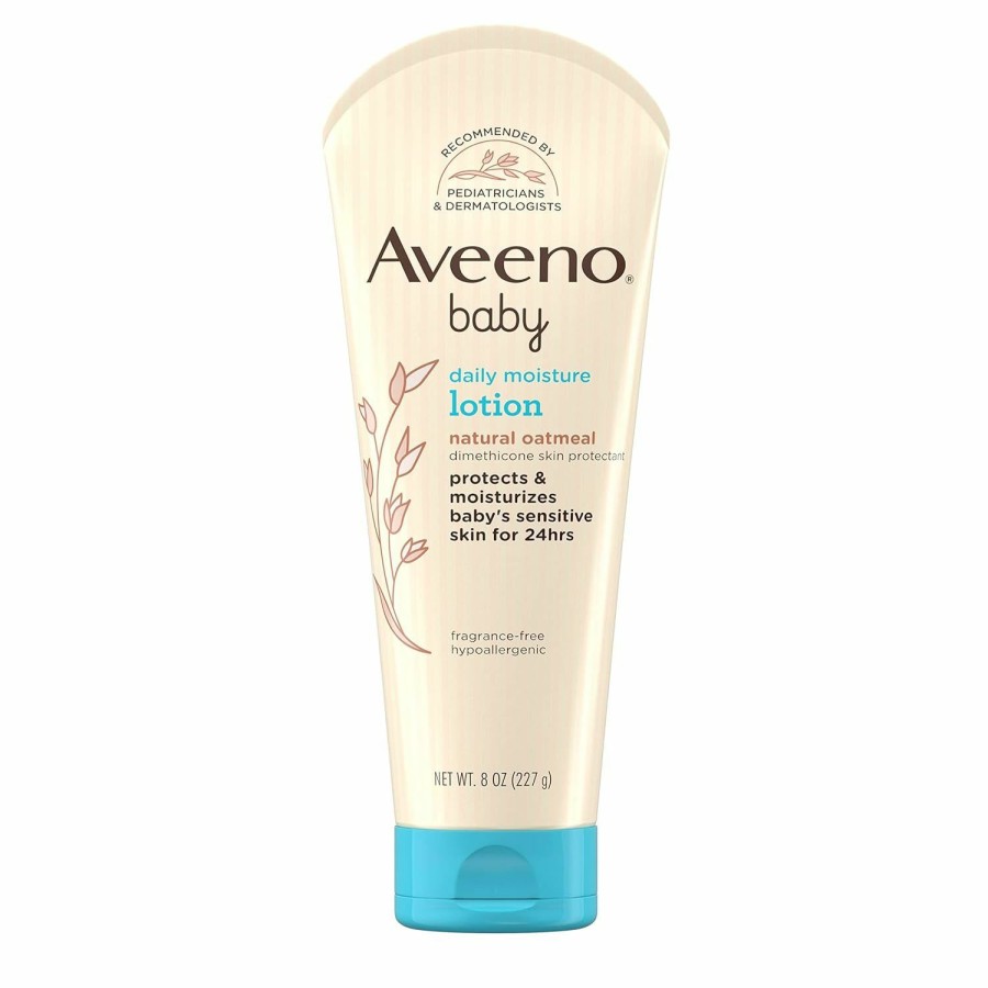 Baby Aveeno Baby | Aveeno Baby Daily Moisture Lotion For Delicate Skin With Natural Colloidal Oatmeal & Dimethicone, Hypoallergenic Moisturizing Baby Lotion, Fragrance-, Phthalate- & Paraben-Free, 8 Fl. Oz