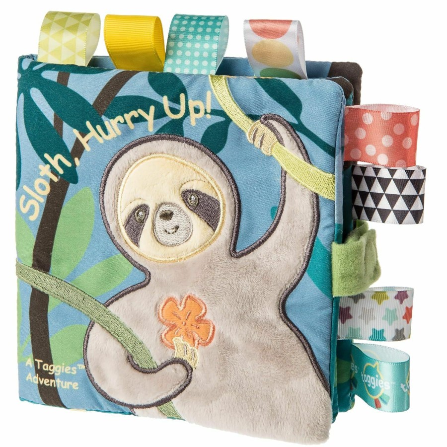 Baby Mary Meyer | Taggies Touch & Feel Soft Cloth Book With Crinkle Paper & Squeaker, Molasses Sloth