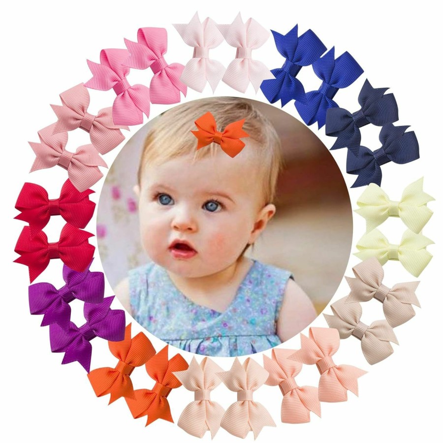 Baby VINOBOW | Vinobow 24Piece 2 Inch Pigtail Pinwheel Hair Bows Girls Fully Ribbon Covered Clips For Baby Girls Toddlers Kids