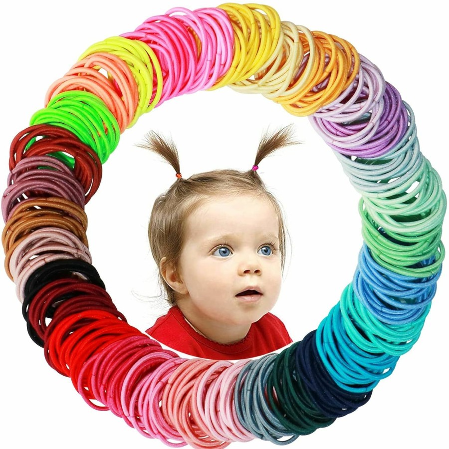 Baby WillingTee | 200Pcs Small Hair Ties,No Crease Baby Hair Ties,Elastic Hair Ponytail Holder Hair Accessories For Baby Girls Infants Toddlers Kids