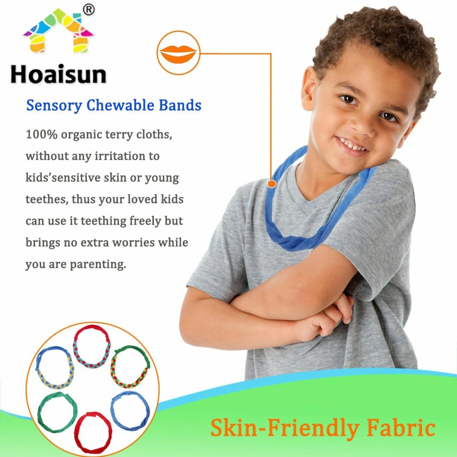 Baby Hoaisun | Chewy Necklaces For Sensory Kids, Terry Cloth Chew Necklaces For Sensory Boys And Girls With Chewing, Teething, Biting, Fabric Absorbent Autism Sensory Products With Adhd,Spd, Fidgeting, Anxiety