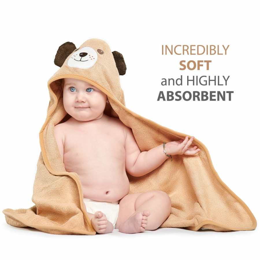 Baby MINIBOO | Miniboo Premium Baby Hooded Towel With Unique Dog Design - Extra Soft And Absorbent Rayon From Bamboo Baby Towels For Newborn, Infant, And Toddler - Perfect As Baby Gifts