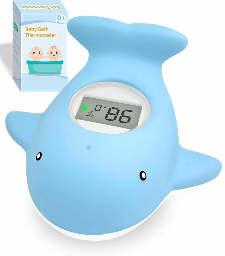 Baby IOG | Baby Bath Tub Thermometer - Bathtub Water Thermometer With Room Temperature - Safety Floating Whale Bathtub Toy - New Upgraded Mute Flashing Alert, Gift For Mom Newborn Infant