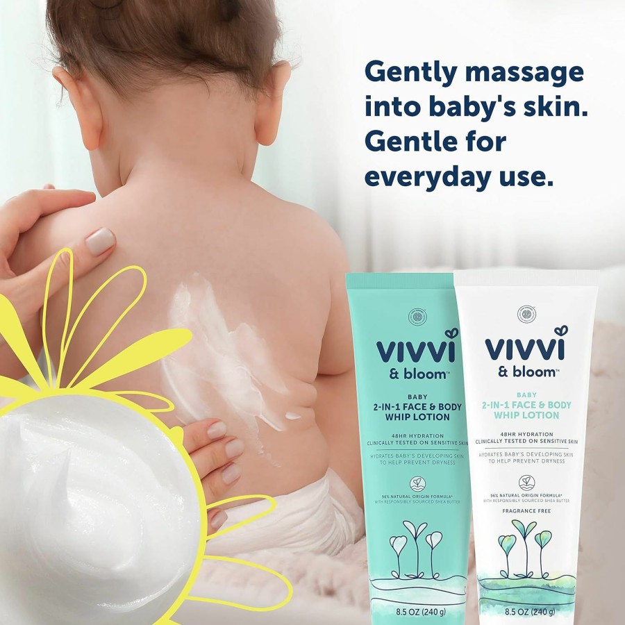 Baby VIVVI & BLOOM | Vivvi & Bloom 2-In-1 Baby Lotion, Face And Body, For Delicate & Sensitive Baby Skin, Hypoallergenic Lotion, Fragrance Free, 8.5 Oz (Pack Of 1)