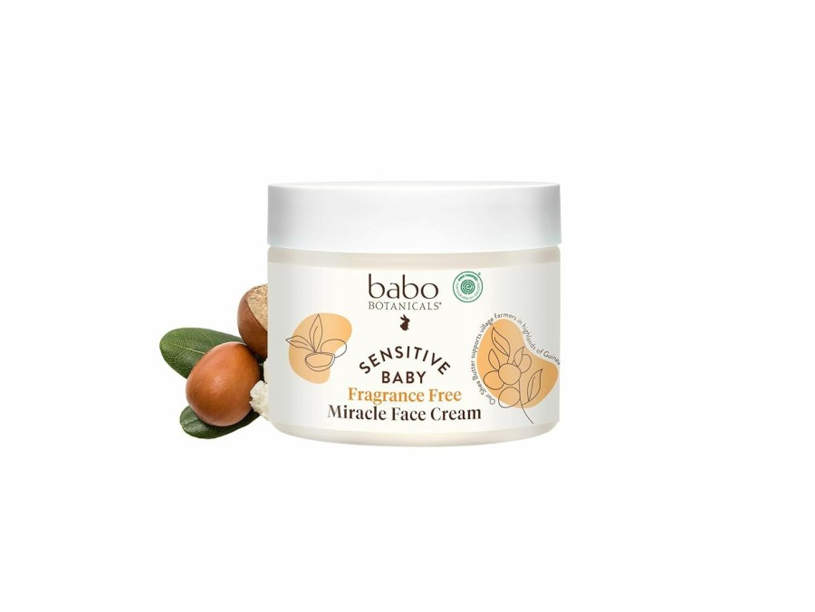 Baby Babo Botanicals | Babo Botanicals Sensitive Baby Fragrance-Free Miracle Cream - Face & Body Moisturizer - For Sensitive Skin - Calendula, Shea Butter, Coconut Oil - Ewg Verified - Fragrance-Free - For Babies & Kids