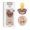 Baby Bibs | Bibs Colour Baby Pacifier 2-Pack | Made In Denmark | Bpa Free Dummy Soother, Round Nipple. Natural Rubber Latex, Size 3 (18+ Months), Woodchuck/Blush