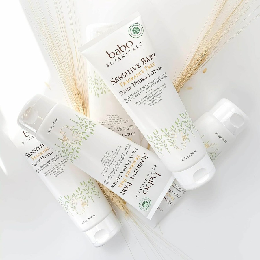 Baby Babo Botanicals | Babo Botanicals Sensitive Baby Fragrance-Free Daily Hydrating Baby Lotion - Shea Butter & Jojoba Oil - For Body & Face - For Babies, Kids & Adults With Sensitive Skin - Ewg Verified - Vegan