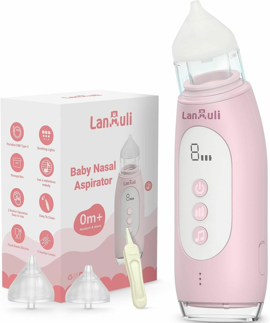 Baby lanmuli | Lanmuli Hospital-Grade Nasal Aspirator For Baby, Automatic Toddler Nose Sucker, Infant Snot Cleaner With Adjustable Suction Level, Music And Light Soothing Function (White)