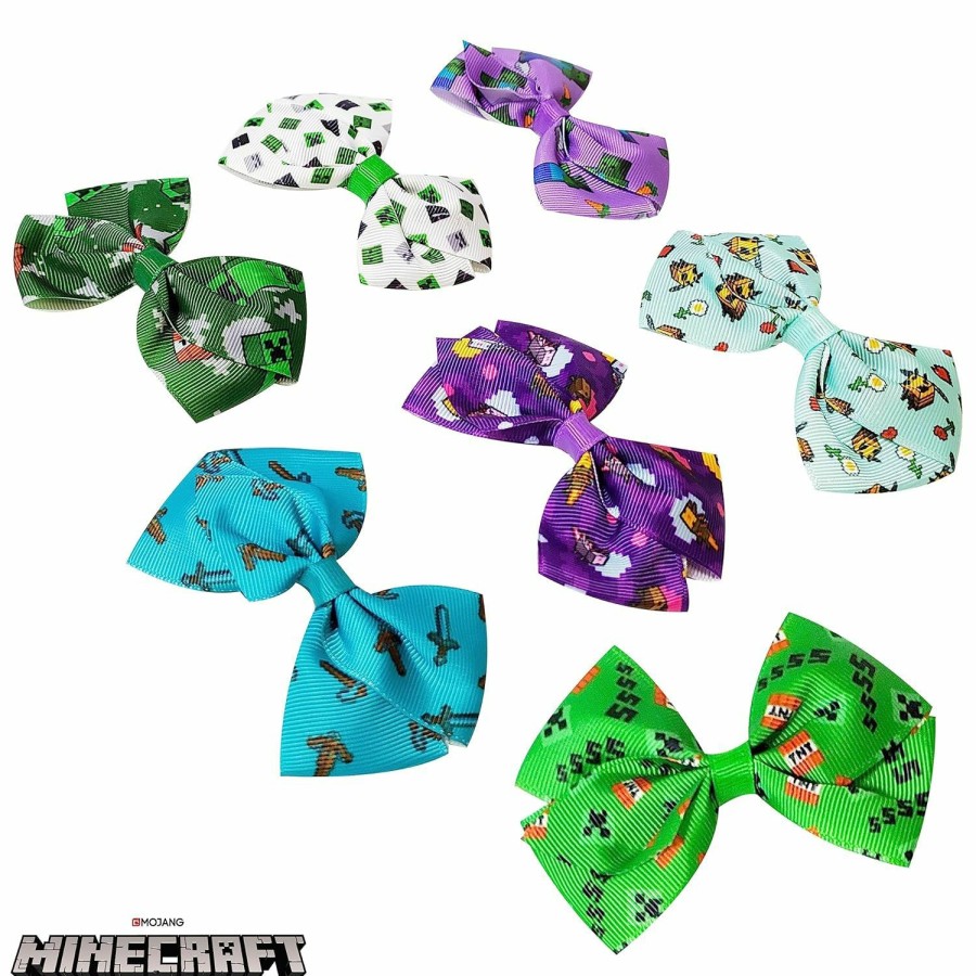 Baby LUV HER | Bluey Kids Hair Bows - Hair Accessories Gift Set- 7 Pcs 4 Inch Bow Bundle- For Girls- Different Print On Each Clip- Alligator Clip- Ages 3 +