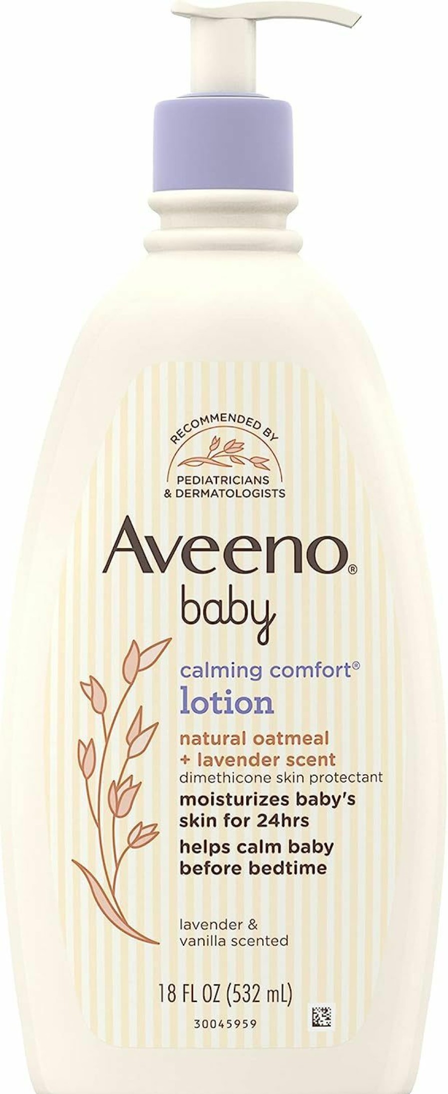 Baby AVEENO BABY | Aveeno Baby Calming Comfort Moisturizing Lotion With Relaxing Lavender & Vanilla Scents, Non-Greasy Body Lotion With Natural Oatmeal & Dimethicone, Paraben- & Phthalate-Free, 18 Fl. Oz