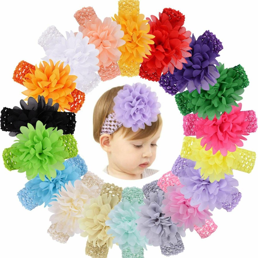 Baby jollybows | Jollybows 18Pcs Baby Girls Headband Chiffon Flower Soft Stretchy Hair Band Hair Accessories For Baby Girls Newborns Infants Toddlers And Kids