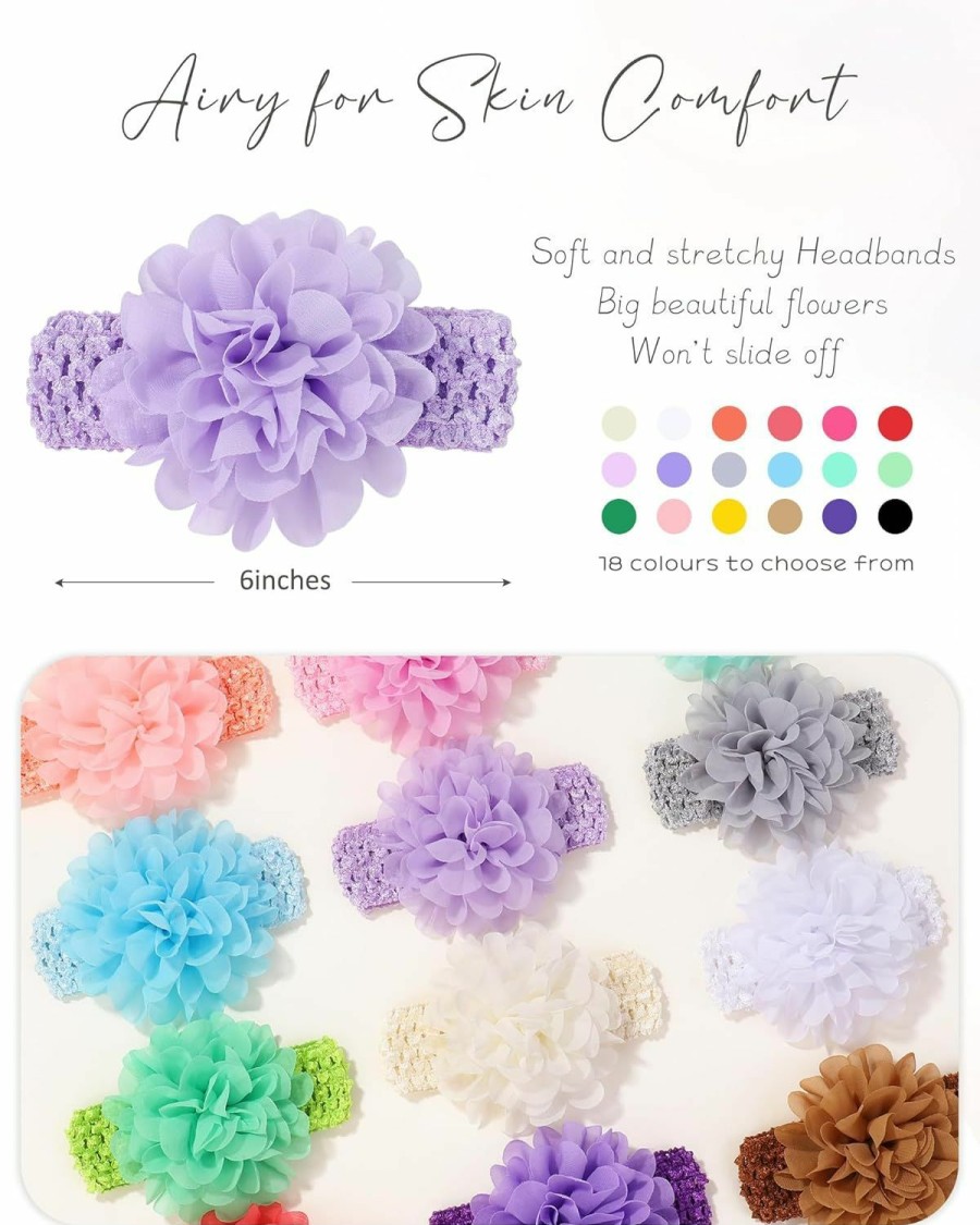 Baby jollybows | Jollybows 18Pcs Baby Girls Headband Chiffon Flower Soft Stretchy Hair Band Hair Accessories For Baby Girls Newborns Infants Toddlers And Kids