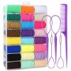 Baby TaShow | 360 Pcs Nylon Baby Hair Ties, 24 Colors Toddler Hair Ties With Organizer Box, 1 Inch Soft Elastic Hair Ties For Toddler Girls, Seamless Baby Hair Bands With 5 Hair Loop Styling Tools