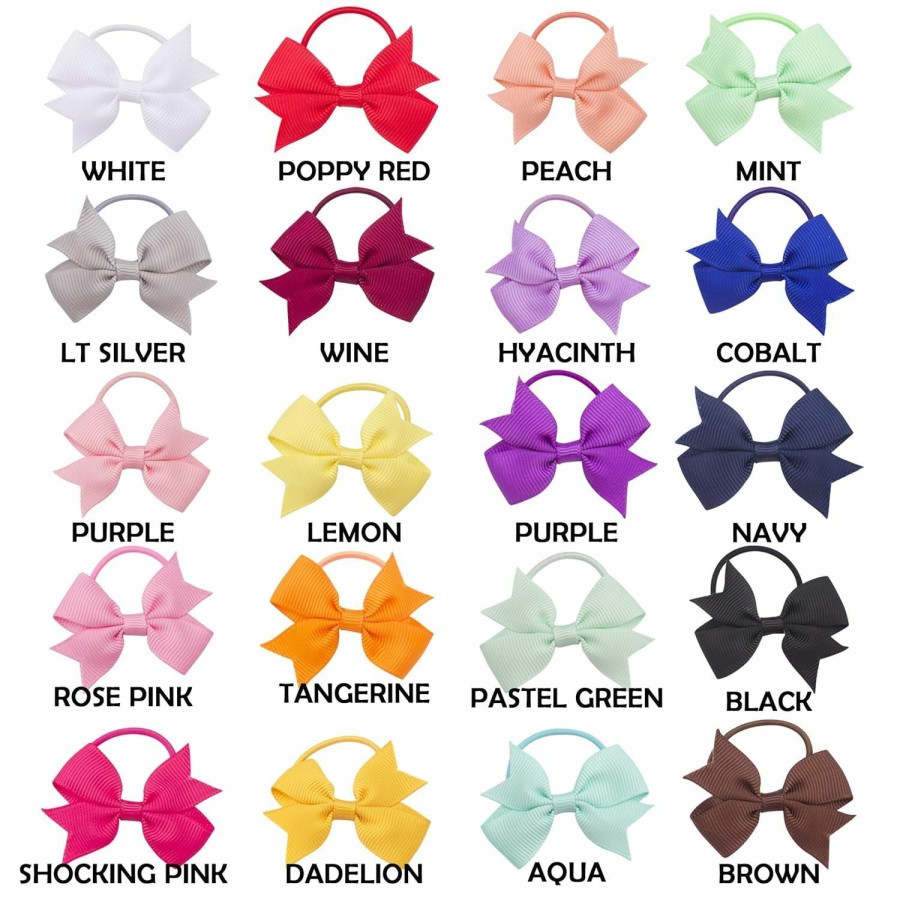 Baby VINOBOW | Vinobow 20Pairs 2\" Tiny Bows Pigtail Elastic Hair Ties For Girls Babies Infants Toddlers