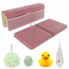 Baby Sleepah | Sleepah Bath Kneeler And Elbow Kneeling Rest Pad Set For Baby Bathing Waterproof Soft Memory Foam Mat Organizer Baby & Toddler Bath Time Toys Sponge (Pink)