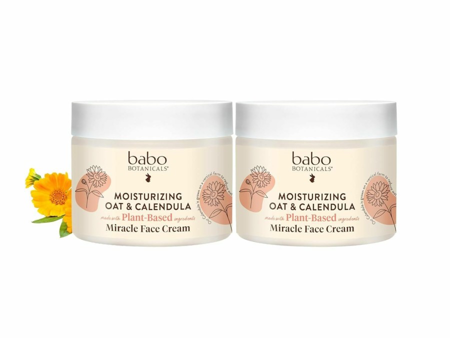 Baby Babo Botanicals | Babo Botanicals Moisturizing Oat & Calendula Miracle Face Cream - Shea Butter - For Dry Or Sensitive Skin - For All Ages - Vegan - 1 Or 2 Pack