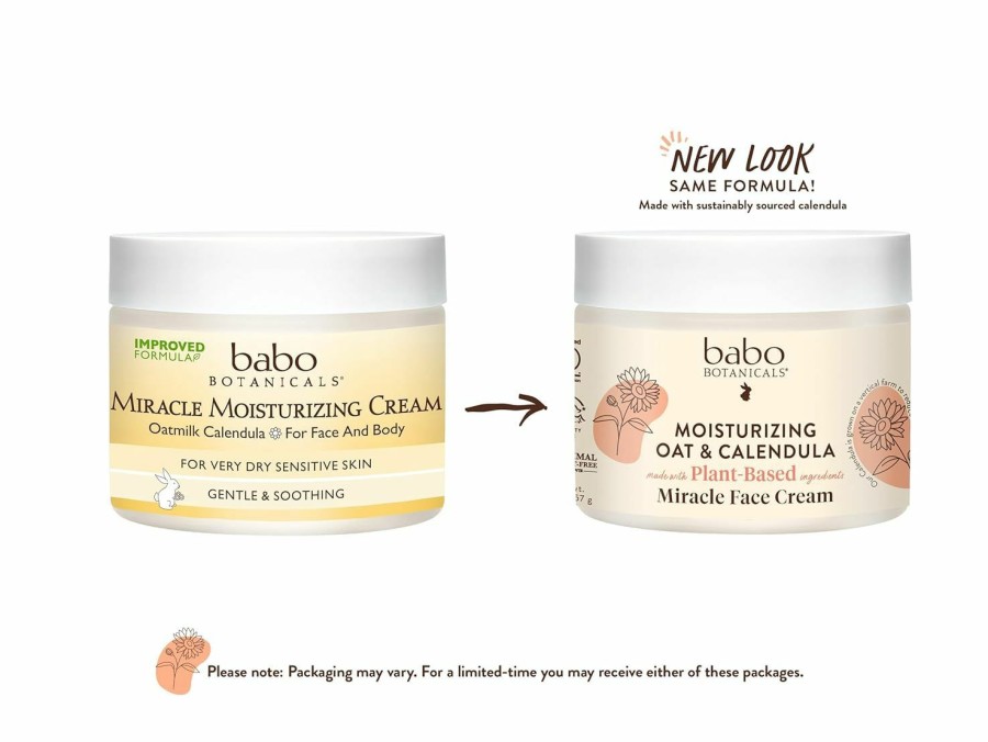 Baby Babo Botanicals | Babo Botanicals Moisturizing Oat & Calendula Miracle Face Cream - Shea Butter - For Dry Or Sensitive Skin - For All Ages - Vegan - 1 Or 2 Pack