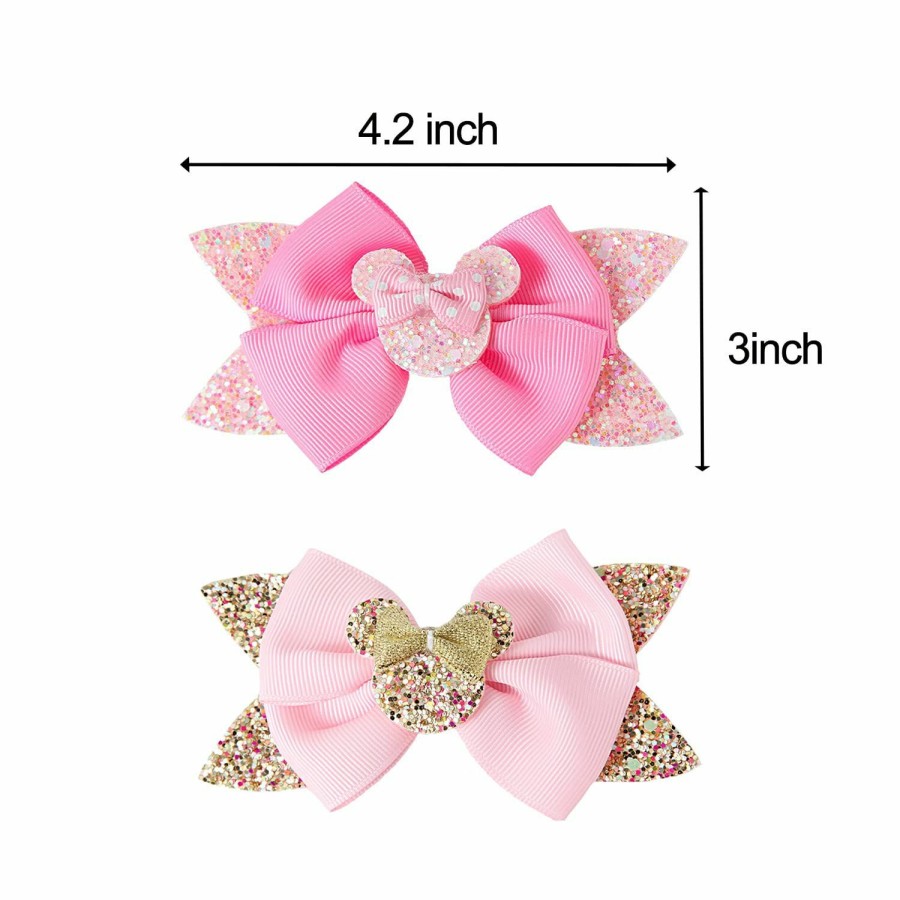 Baby RCJERA | Baby Girl Mouse Ears Hair Bows Clips Baby Hair Accessory Birthday Mouse Ear Hair Clip For Baby Kids Girls Women, Mice Hair Accessories For Glitter Party Princess Decoration Cosplay