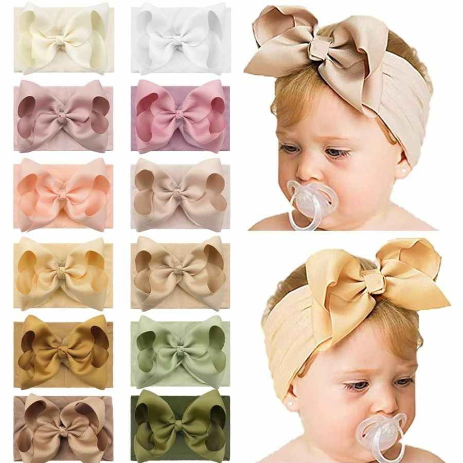 Baby Yxiang | Yxiang 20Pcs Baby Bows Headbands 6\" Big Newborns Bows Elastics Nylon Hairbands Ribbon Bow Hair Accessories For Newborns Infants Toddlers Kids