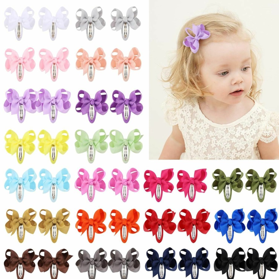 Baby YHXX YLEN | 40Pcs Snap Baby Hair Bows Clips For Girls Grosgrain Ribbon Fully Wapped 2 Inch Infant Hair Barrettes Accessories For Baby Girls Newborns Toddler