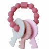 Baby Intatikoo | Baby Keys Teether,Silicone Teething Beads Ring For Babies,Infants Toddler Sensory Chew Toys,Car Seat Toy For Infants-Soft & Raised Texture To Soothe Gums,Bpa Free (Pink)